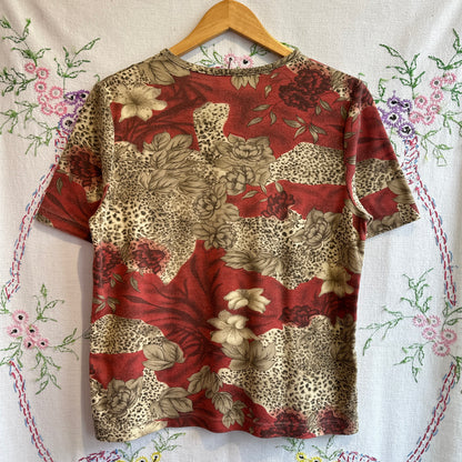 Tradition Country Collection Floral and Animal Print T-Shirt, M