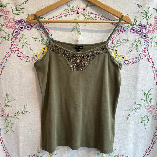 Green Beaded Camisole, M