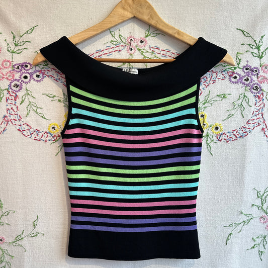 Anne Klein Off the Shoulder Striped Top, S