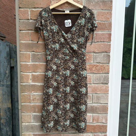 Flower Brown Floral Dress, S