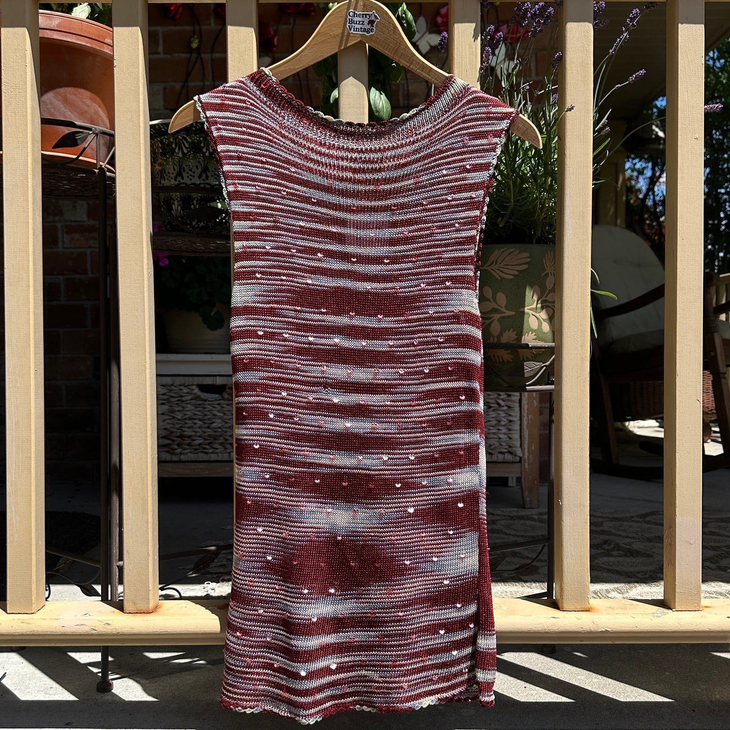 Burgundy Knit Sequin Dress, M