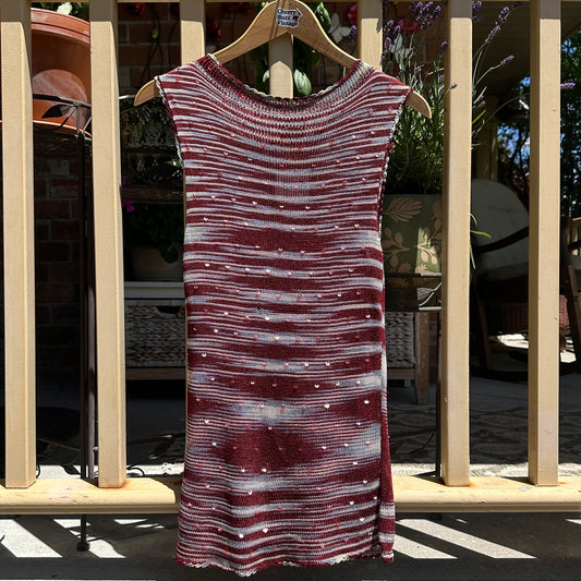 Burgundy Knit Sequin Dress, M