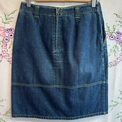 Denim Embroidered Skirt, 30"