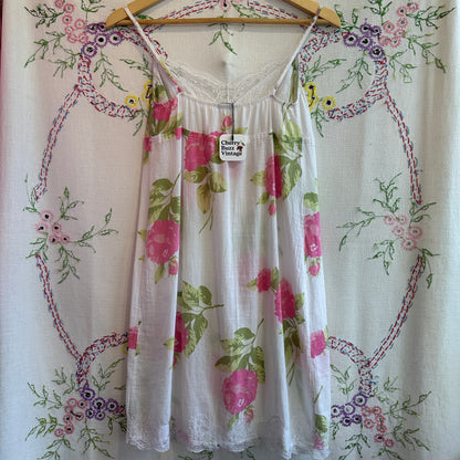 White Floral Sheer Slip, M