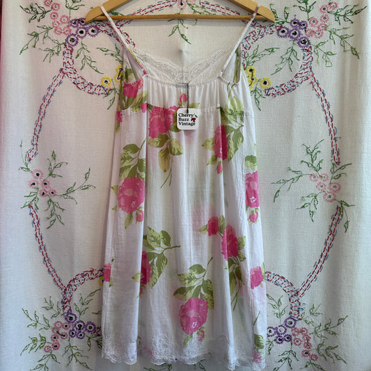 White Floral Sheer Slip, M