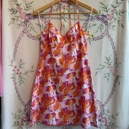 Orange and Pink Halter Dress, L