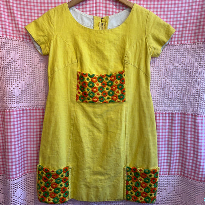 Yellow 1960s Mini Dress, S