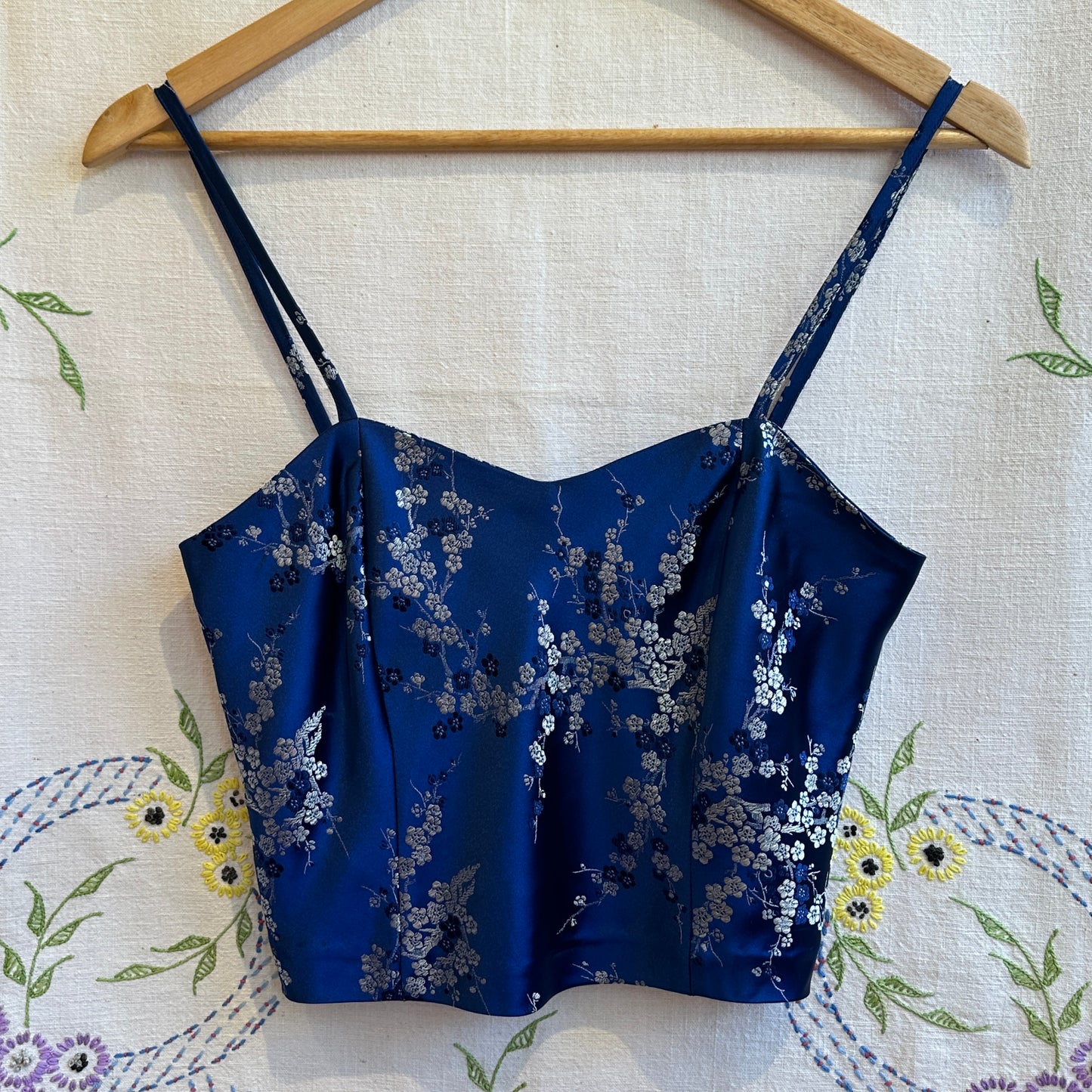 Blue Floral Cropped Top, S