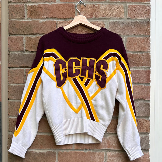 Cheer Leader Burgundy and Yellow Sweater, S