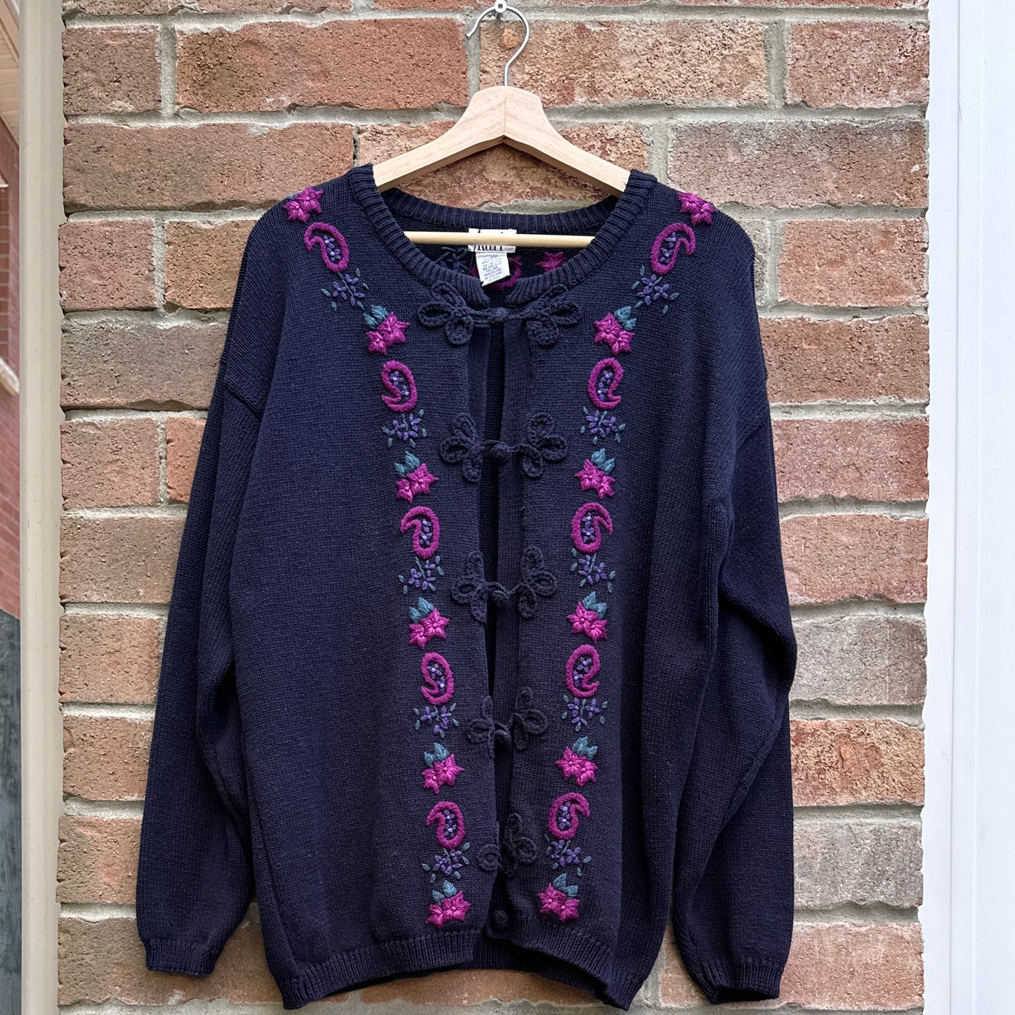 Kari Navy Blue Cotton Cardigan, M