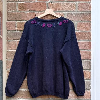 Kari Navy Blue Cotton Cardigan, M