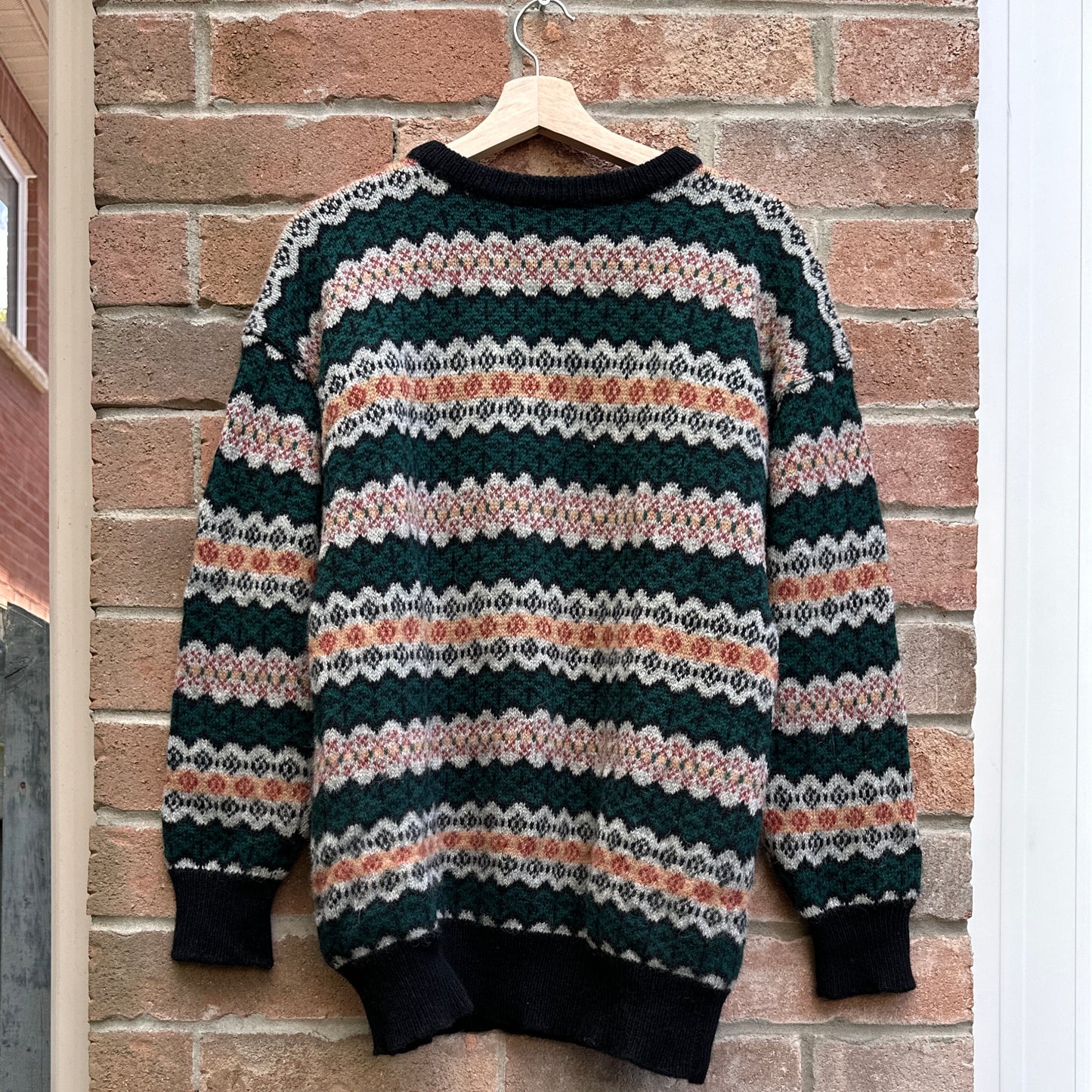 Green and Orange Wool Sweater, M