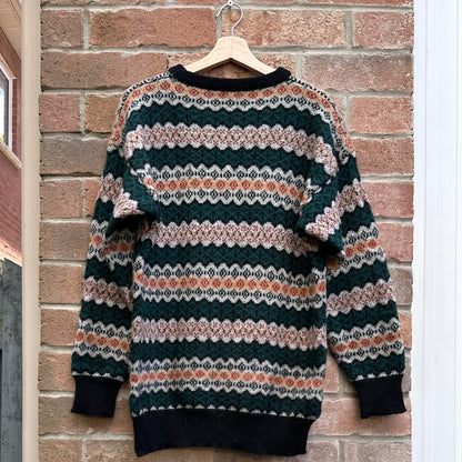 Green and Orange Wool Sweater, M