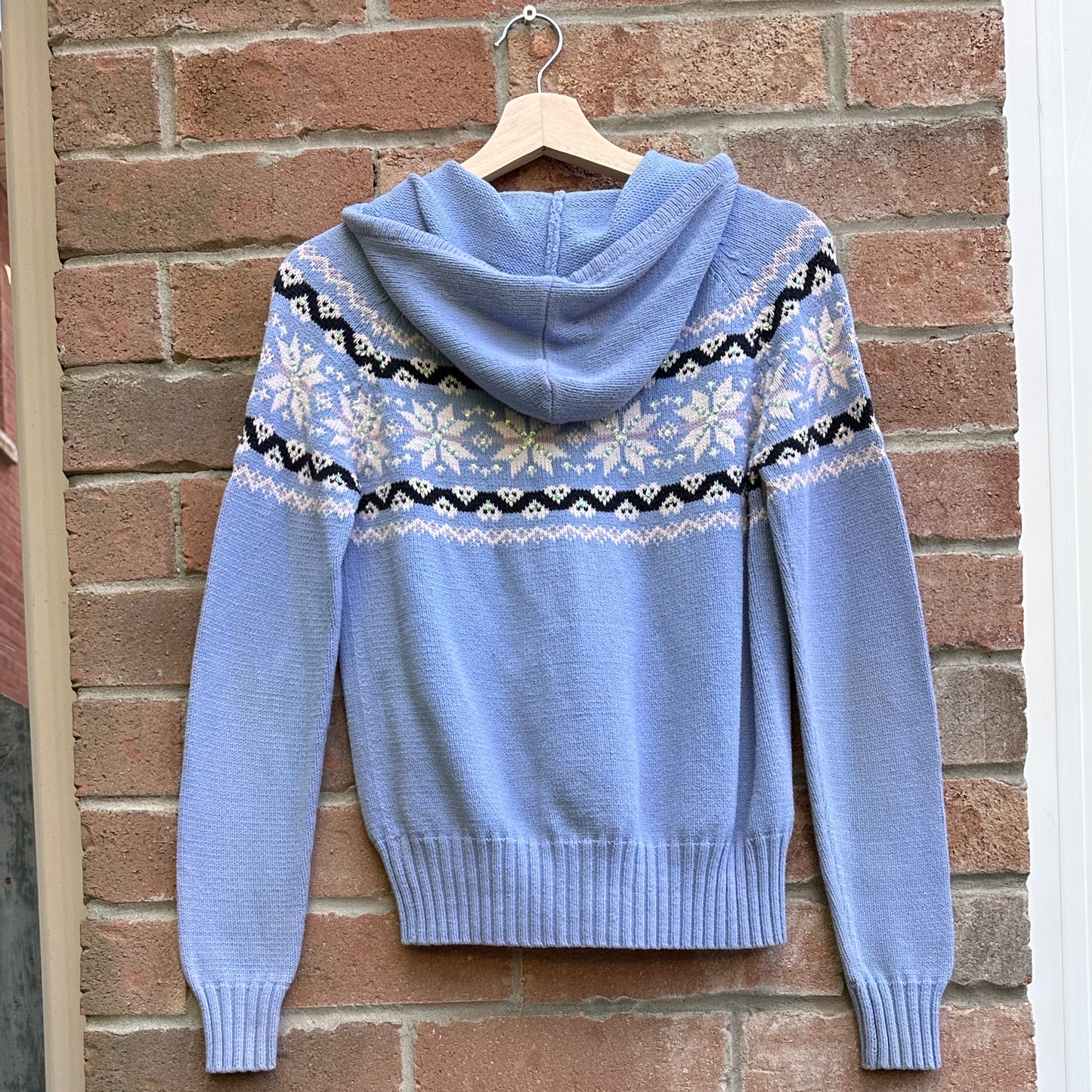 Blue Snowflake Zip-Up Hoodie, S