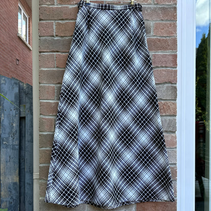 Union Made Black and White Wool Maxi Skirt, Small