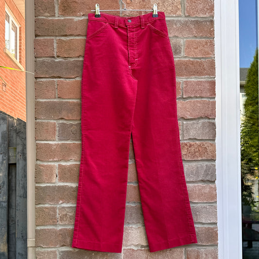 1960s Red Deep Corduroy Straight Leg Pants, XS