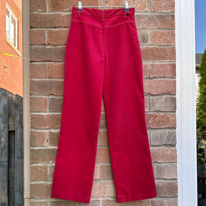 1960s Red Deep Corduroy Straight Leg Pants, XS