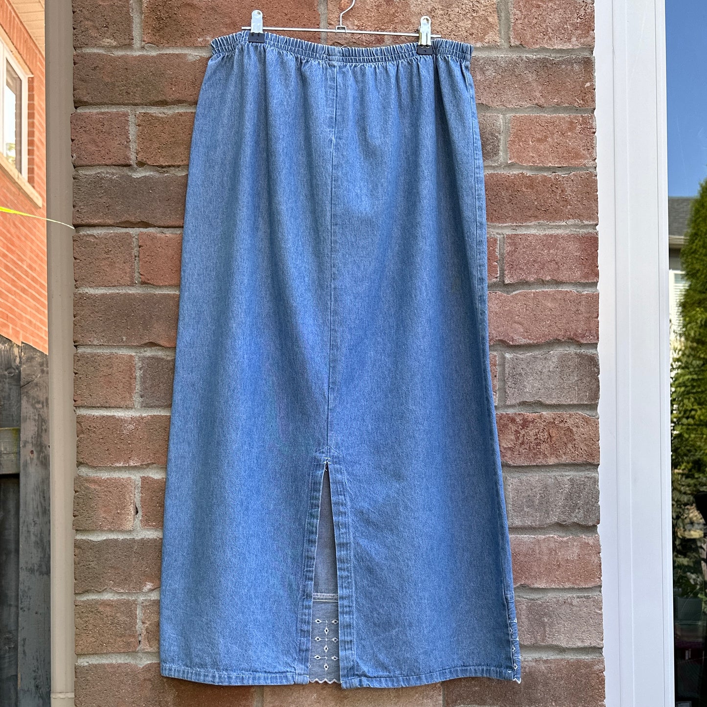 Tradition Country Blue Cotton Denim Skirt, L