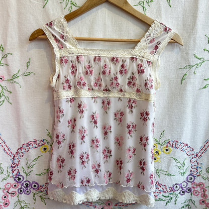 White Lace Floral Top, XS