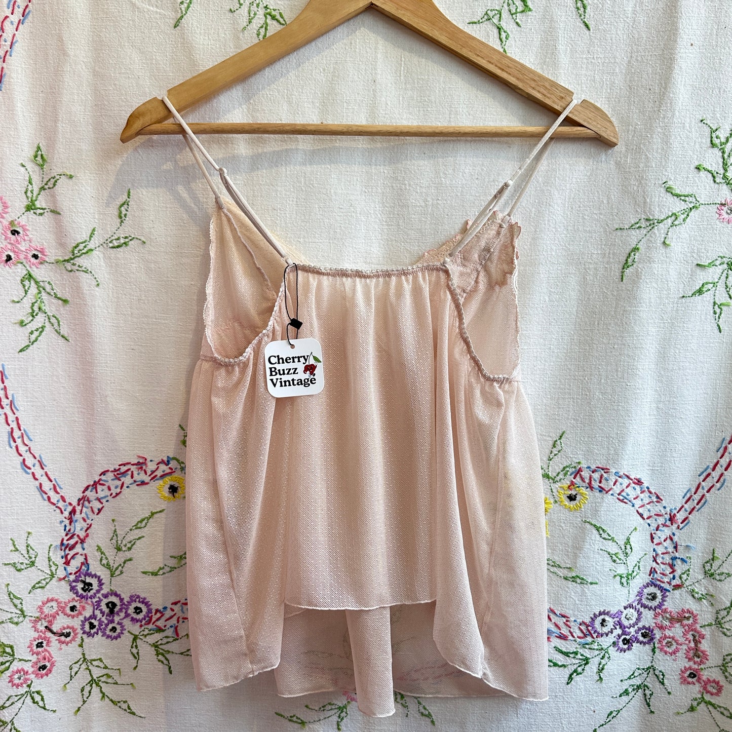 Pink Sheer Lace Camisole, S