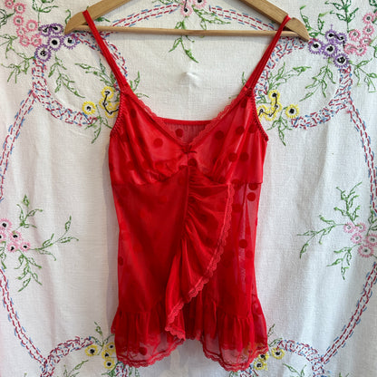 Red Polka Dot Lace Camisole, S