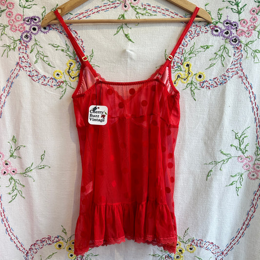 Red Polka Dot Lace Camisole, S