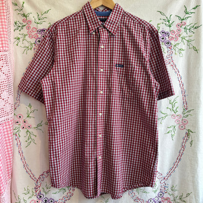 Chaps Plaid Short Sleeve Button Up, M