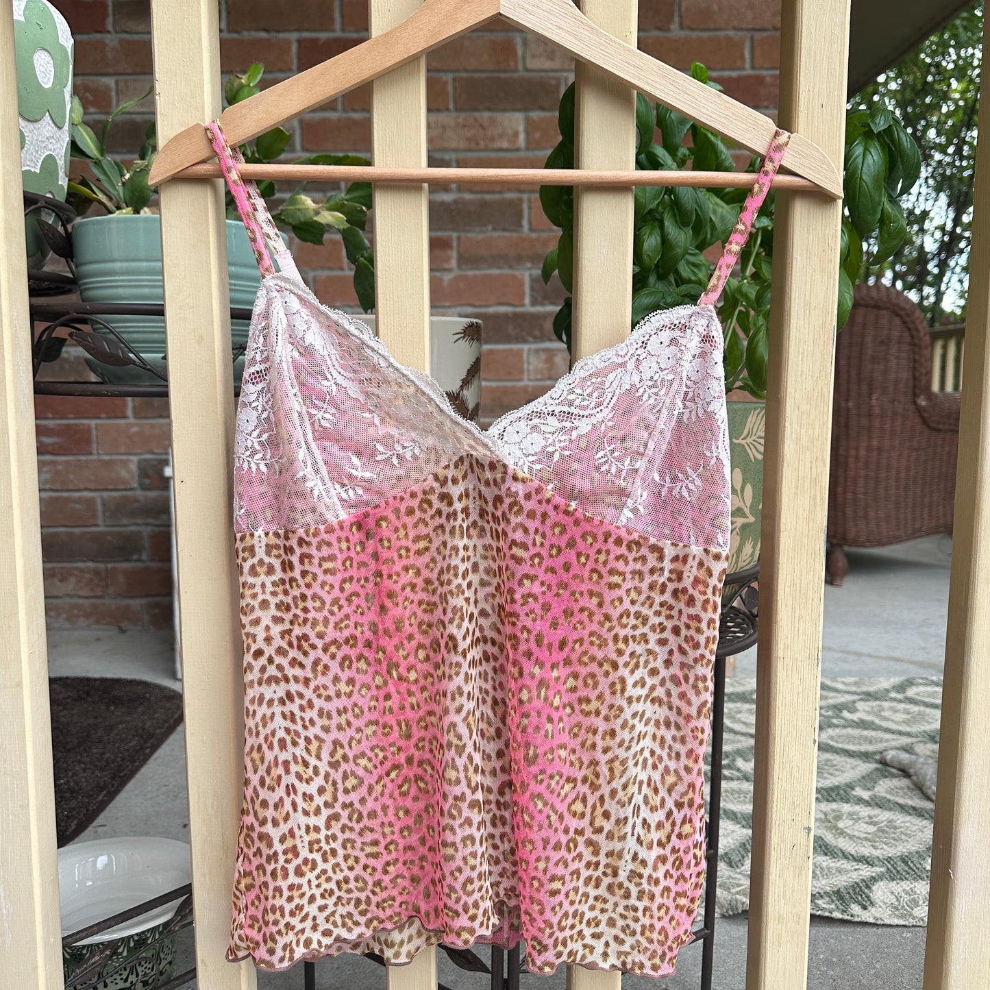 Pink Animal Print Sheer Camisole, S