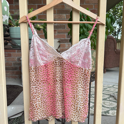 Pink Animal Print Sheer Camisole, S