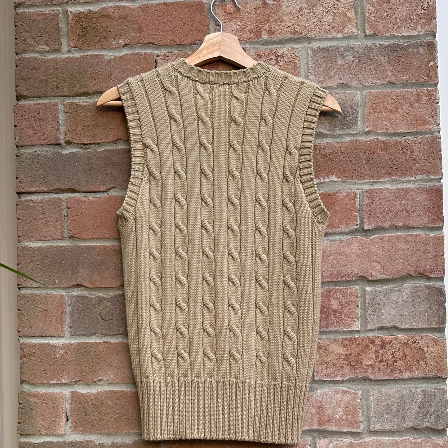 Polo by Ralph Lauren Beige Cable Knit Wool Sweater Vest, S