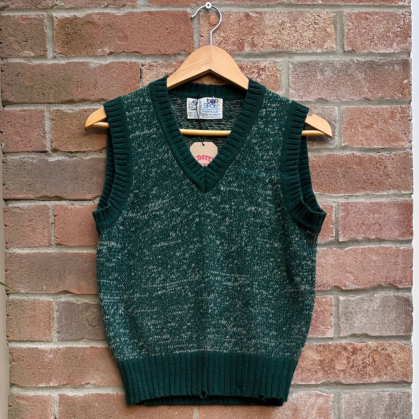 Top Sport Green Wool Sweater Vest, S