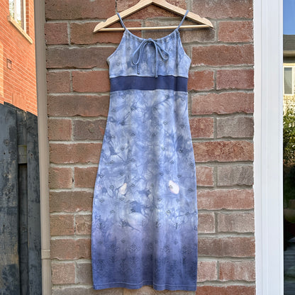 Jacob 90s Blue Cotton Paisley Tie-Dye Dress, S