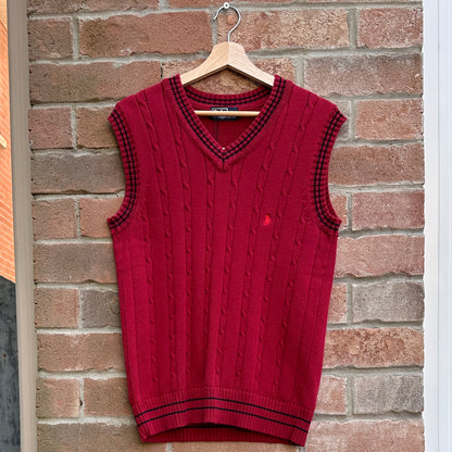 Polo by Ralph Lauren Red Cable Knit Sweater Vest, L