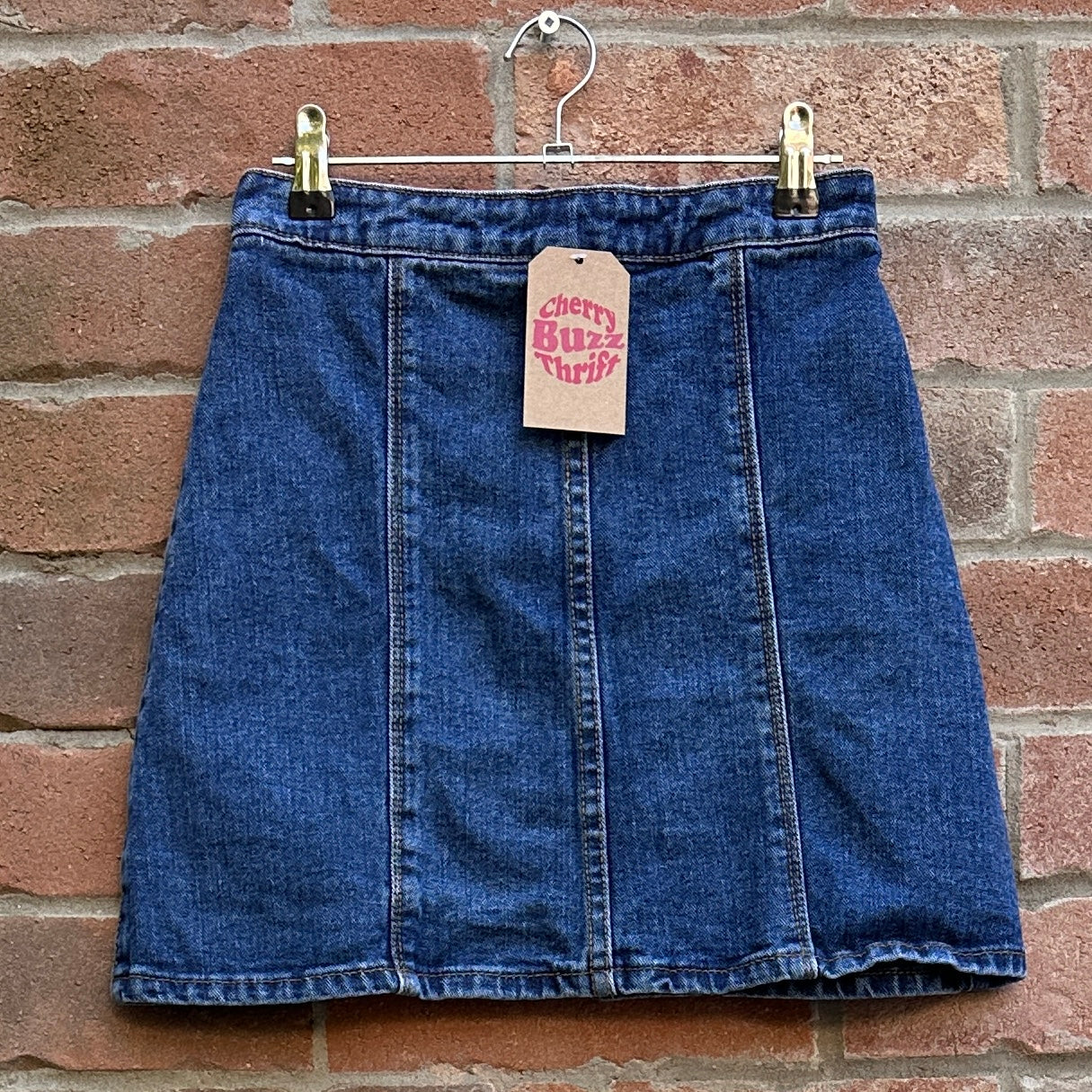 Blue Denim Heavy Cotton Mini Skirt, 24"