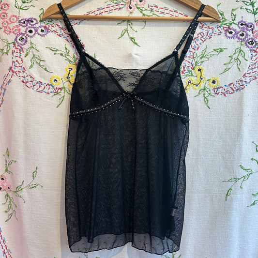Black Sheer Lace Camisole, S