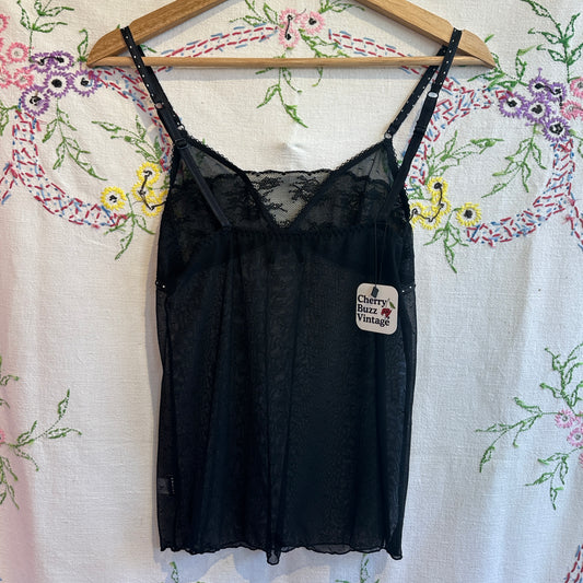 Black Sheer Lace Camisole, S