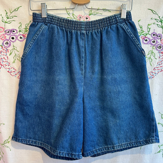 Blue Cotton Denim Shorts, 30"