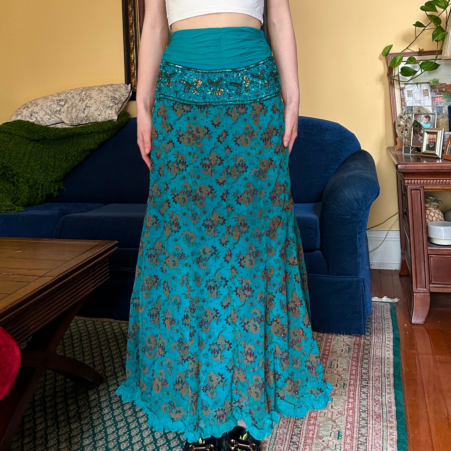 Teal Maxi Skirt, S