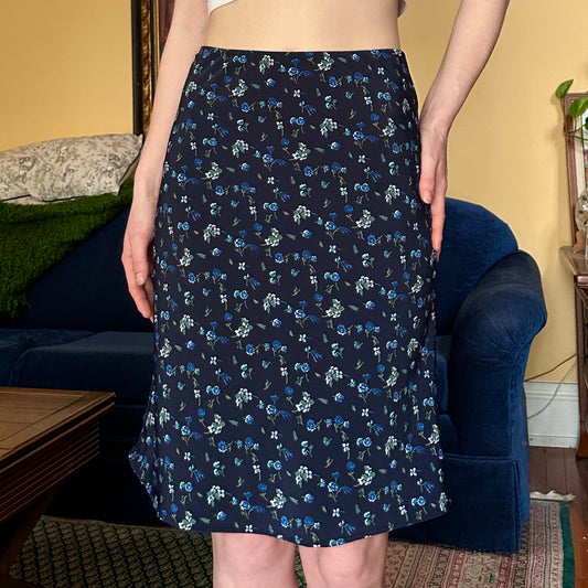 SMW Navy Blue Floral Skirt, S