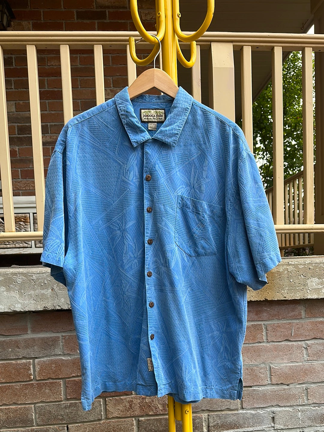 Jamaica Jaxx Blue Silk Button Down, XXL - Button Down - Cherry Buzz