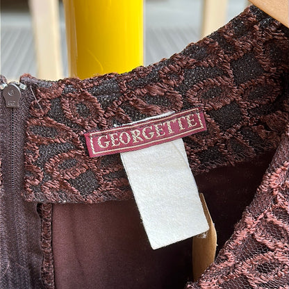 Georgette Vintage Brown Cocktail Dress, S - Dress - Cherry Buzz