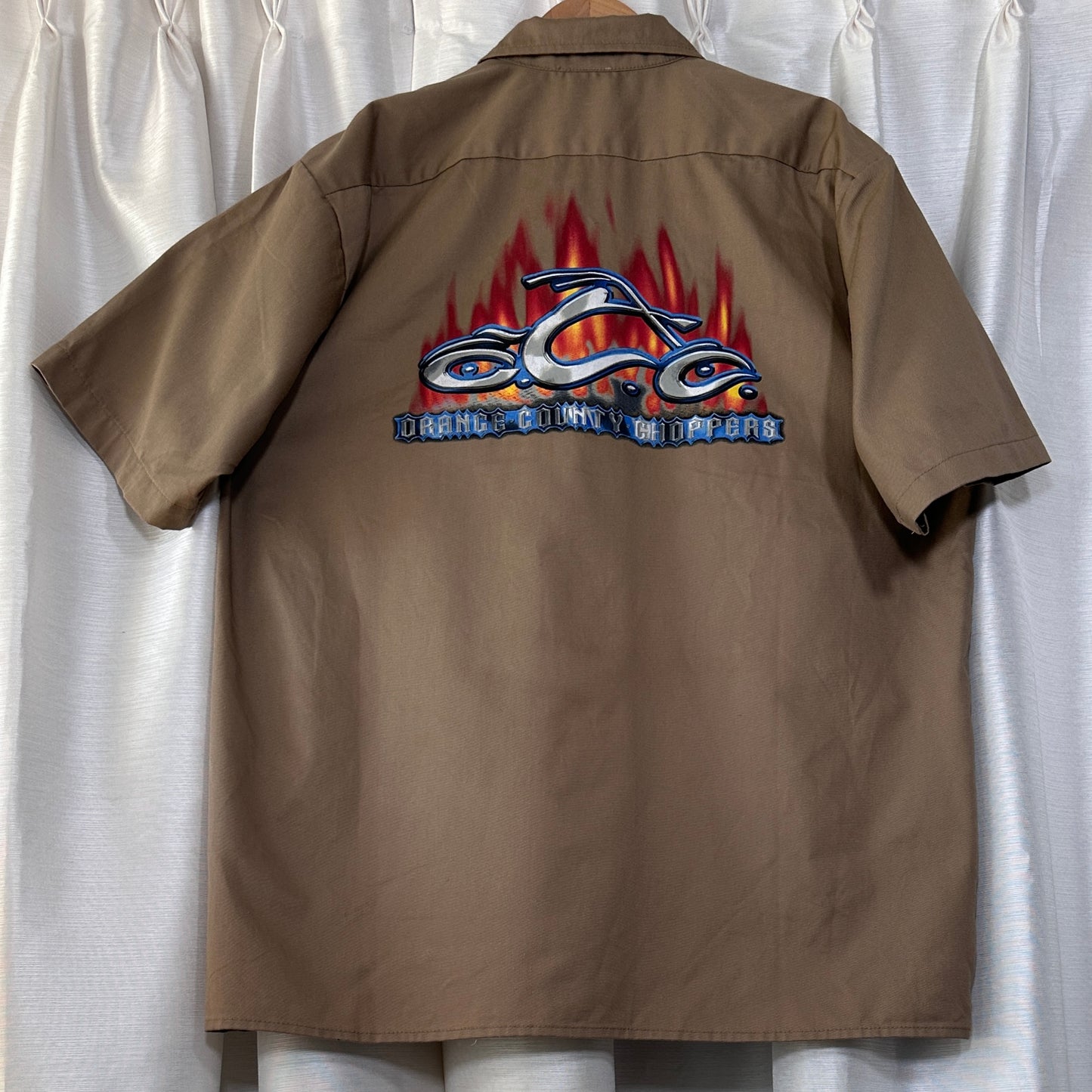 Orange County Choppers Tan Short Sleeve Button Down, XXL