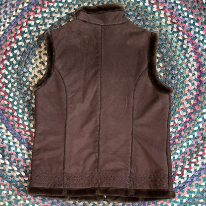 Faux Suede and Fur Brown Vest, S