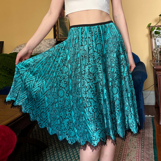 Komarov Teal Paisley Skirt, S