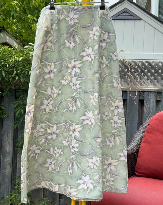 Vintage Green Floral Maxi Skirt, L - Skirt - Cherry Buzz