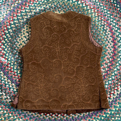 Brown Velvet Quilt Vest, L