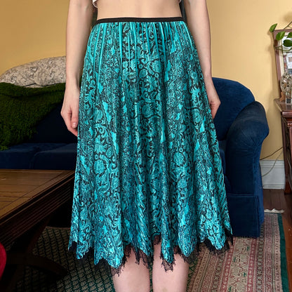 Komarov Teal Paisley Skirt, S