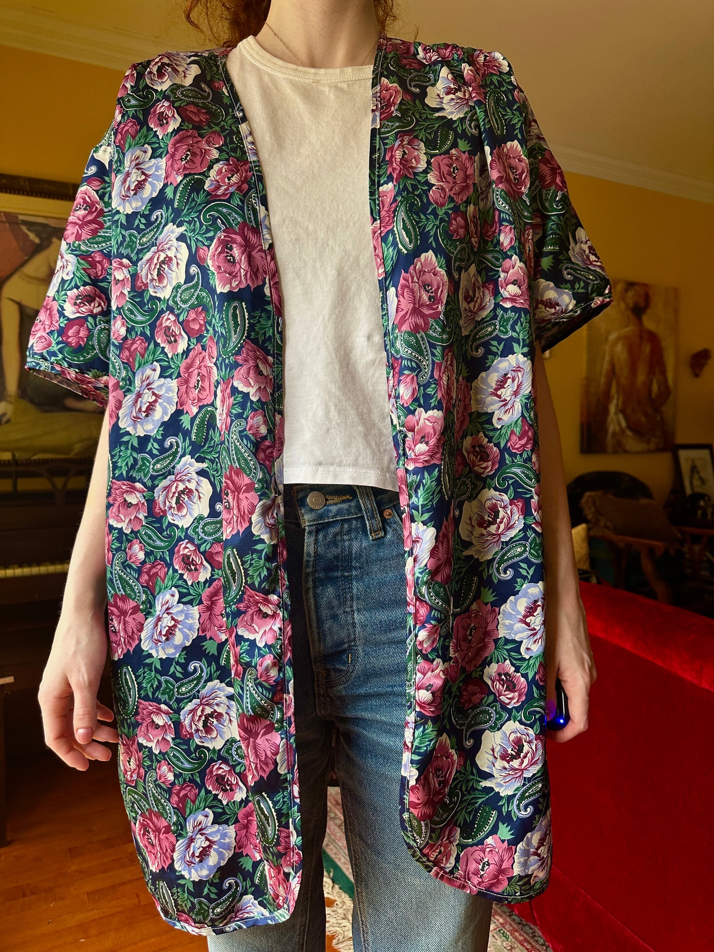 Floral Kimono Cardigan, M - Shirt - Cherry Buzz