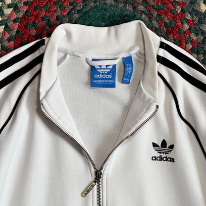 Adidas White Track Zip Up, L