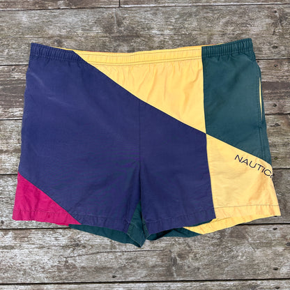 Nautica Yellow, Blue and Red Swim Trunks, L - Cherry Buzz